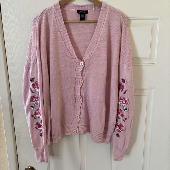 Sweet Society Hot Topic Womens Cardigan Sweater Pink M Cottagecore Coquette Cute - Picture 3 of 9